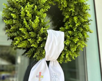 Embroidered Easter "He is Risen" Wreath Sash