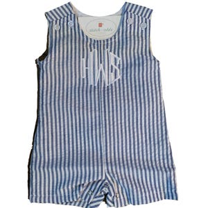 Boys Monogrammed Seersucker or Gingham Jon Jon/ Shortalls image 5