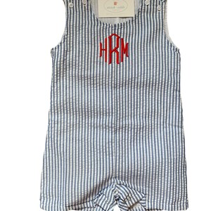 Boys Monogrammed Seersucker or Gingham Jon Jon/ Shortalls image 8