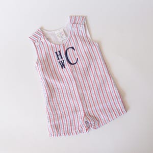 Boys Monogrammed Seersucker or Gingham Jon Jon/ Shortalls image 1