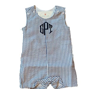 Boys Monogrammed Seersucker or Gingham Jon Jon/ Shortalls image 6