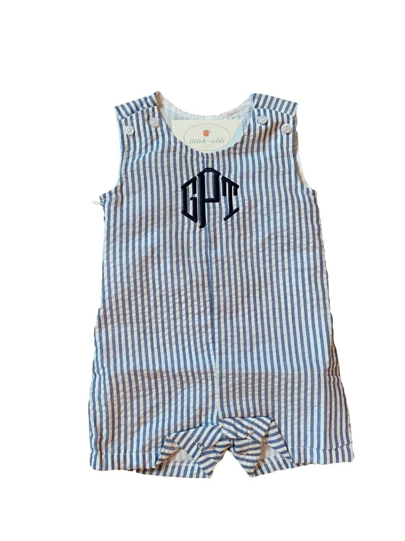 Boys Monogrammed Seersucker or Gingham Jon Jon/ Shortalls image 6