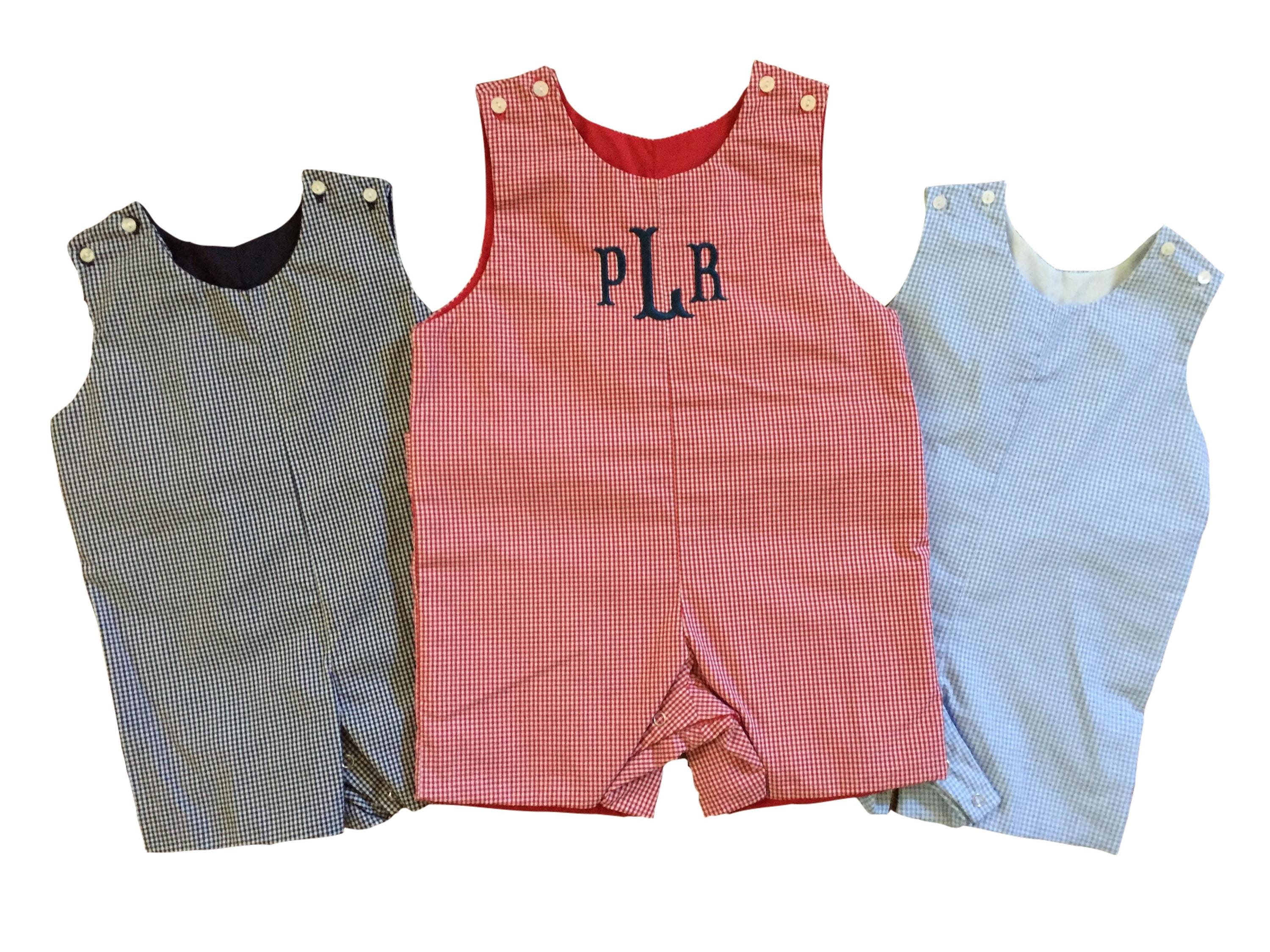 Boys Monogrammed Gingham Jon Jon
