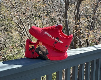 Custom Red AF1s – Kendrick Lamar “Boogeyman” Tribute – Hand Painted Streetwear Sneakers