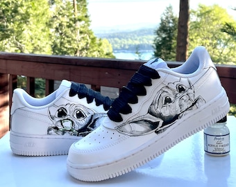 Baby Grogu Custom AF1s – Hand Painted Star Wars Sneakers – Mandalorian Fan Art Shoes