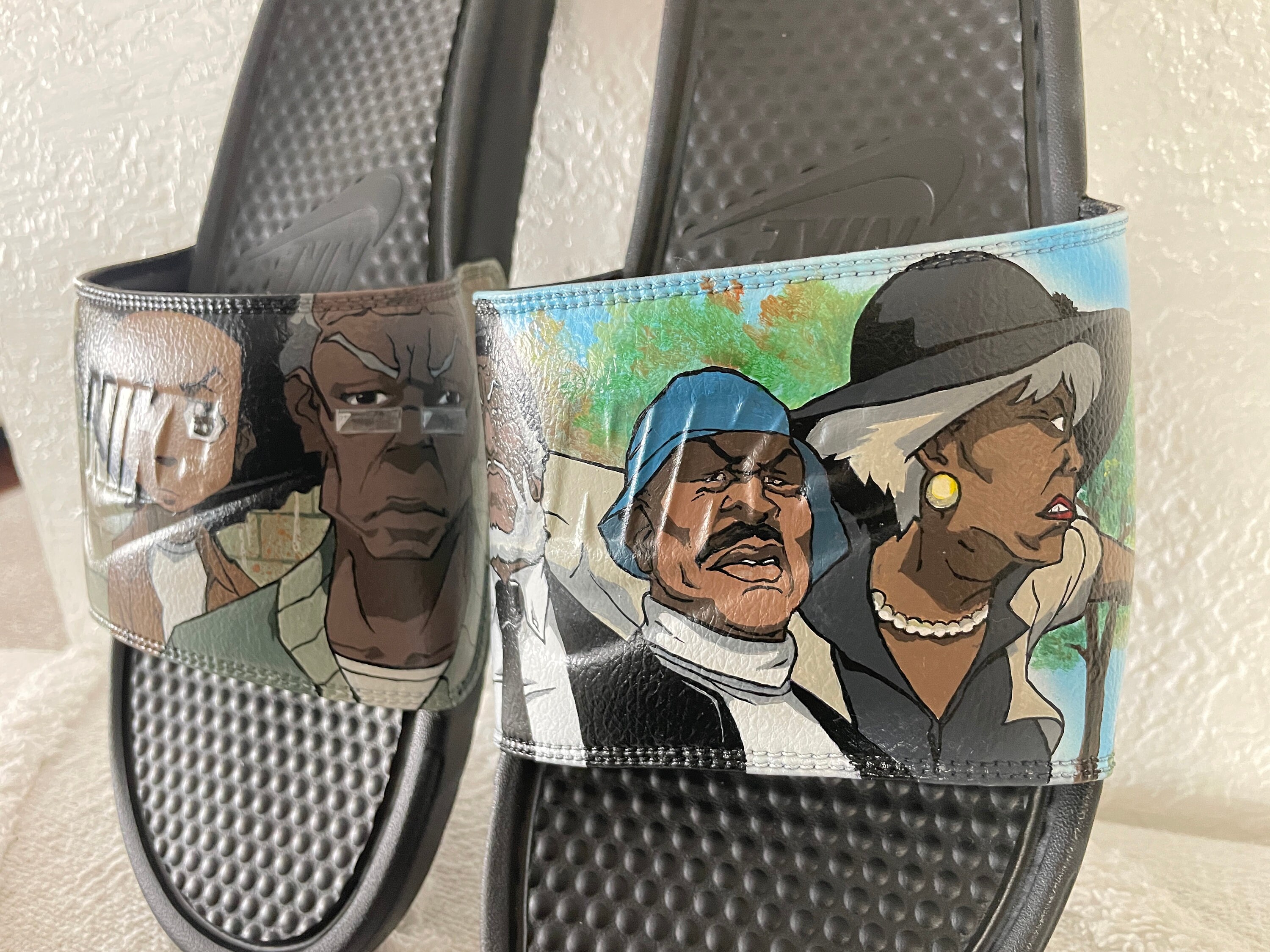 Boondocks Custom Slides – Hand Painted Huey & Riley Fan Art  display picture 3