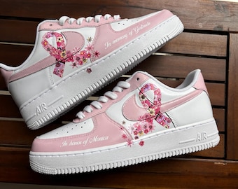 Breast Cancer Awareness AF1s – Hand Painted Pink Ribbon Nike Sneakers