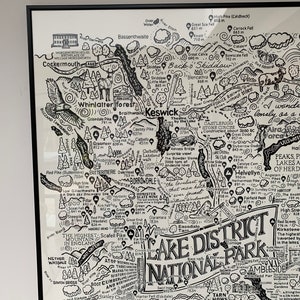 Lake District A1 framed illustrated Map, Hand-Illustrated, Silk-Screen Printed illustration of the Lake District National Park image 5