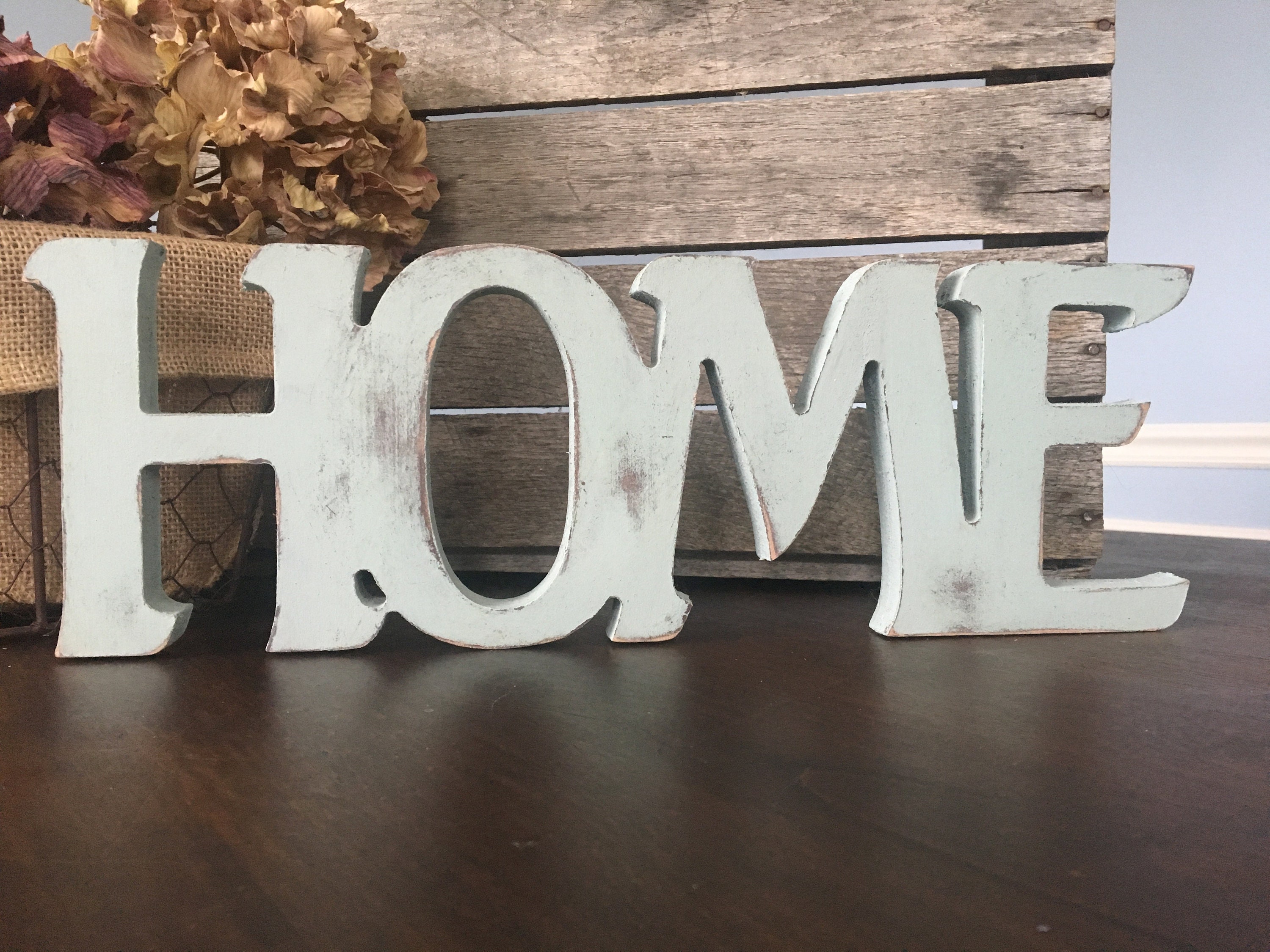 Home Sign Home wood word distressed word rustic shabby Etsy