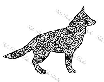 Dog Mandala SVG | Wolf Zentangle SVG | German Shepherd Mandala | Animal Mandala | Cricut Cut File