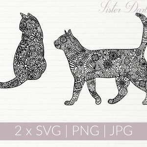 Cat Mandala SVG BUNDLE | Cat Zentangle SVG | Cat Mandalas | Cat Cricut Cut File