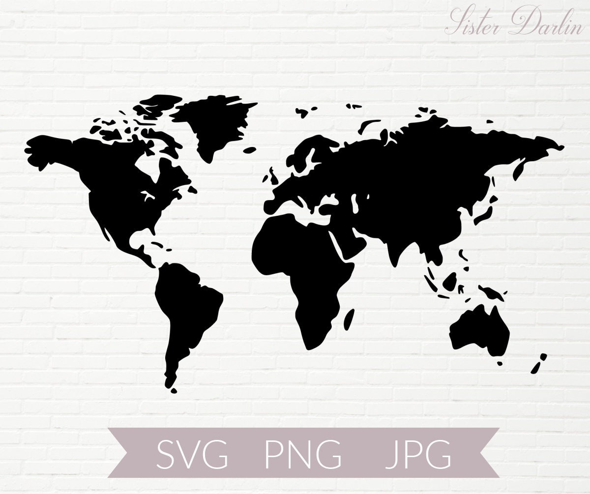 World Map Svg World Svg Travel Svg Map Svg Map Silhouette Etsy Images