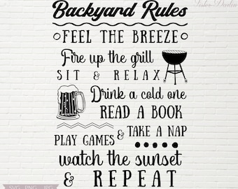 Backyard Rules SVG | Porch Sign SVG | Patio Rules Deck Rules SVG | Outdoor Sign Svg | Sign Cricut Files | Farmhouse Svgs