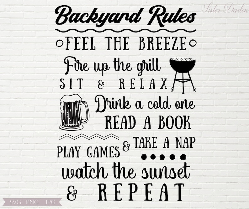 Backyard Rules SVG Porch Sign SVG Patio Rules Deck Rules Etsy Canada