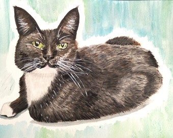 Custom Pet Portrait | Cat Portrait | Dog Portrait | Animal Portrait | Pets as People | Pets in Clothes | Watercolor | Gouache |