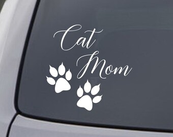 Cat Mom Decal, Cat Mom Sticker, Cat Mom Car Decal, Vehicle Decals, Vehicle Stickers, Vinyl Car Decal, Cat Bumper Sticker, Cat Decal