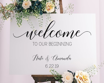 Welcome to our Beginning Decal / Welcome to our Beginning Wedding Sign Decal / Welcome Wedding Sign Decal / Welcome Wedding Decal