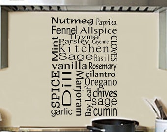 Kitchen Wall Decal -Kitchen Spice Vinyl Wall Decal- Kitchen Decal - Kitchen Decor-Kitchen Art Kitchen Wall Decor-Kitchen Wall Decor