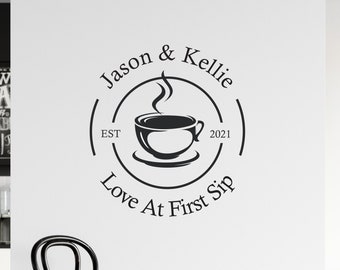 Personalized Coffee Bar Sign Wall Decal, Vinyl Coffee Decal, Coffee Bar Decal, Personalized Coffee Wall Art, Coffee Wall Decal, Coffee Decal