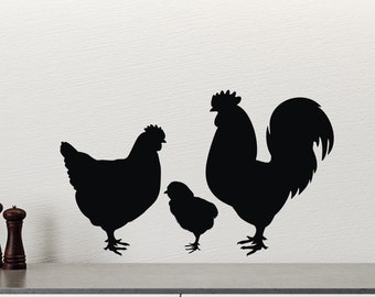 Rooster Chicken and Chick Decal / Rooster Decal / Chicken Decal / Rooster and Chicken Decor / Rooster Decor / Chicken Decor /Rooster Kitchen