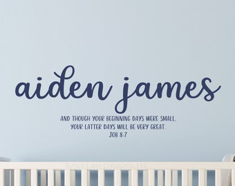 Baby Boy Bible Verse Name Nursery Decal, Bible Verse Nursery Decal, Bible Verse Nursery Wall Art,  Baby Boy Name Decal,  Baby Nursery