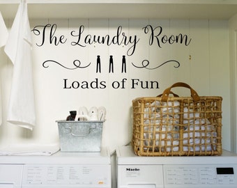 Laundry Loads of Fun, Laundry Decal,  Laundry Decal with Clothespins, The Laundry Room Loads of Fun with Clothespins, Laundry Wall Decal
