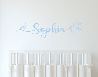 Personalized Floral Name Decal, Personalized Flower Wall Decal, Girls Nursery Wall Decal, Baby Girl Gift, Girls Name Wall Decal, Name Flower