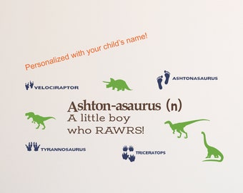 Personalized Dinosaur Wall Decal for Girls Boys Dinosaur Wall Art-T-Rex-Tyrannosaurus Rex-Dinosaur Decor- Dinosaur Wall Decal- RAWR
