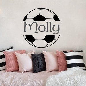 Soccer Ball Soccer Wall Decal for Girls Room Teen Girl Bedroom Teen Room Decor Soccer Ball with Personalized Name for Girls Bedroom