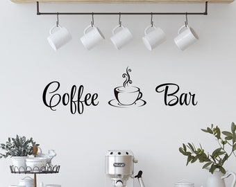 Coffee Bar Decal with Coffee Cup / Coffee with Cup / Coffee Stickers / Coffee Station / Coffee Sign / Coffee Wall Decal /