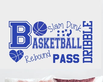 Girls Basketball Word Art Wall Decal B31 Sports Vinyl Wall Decal Basketball Girls Room Teen Girl Room Decor Wall Art Basketball Decor