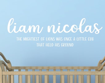 Baby Boy Quotes / Baby Boy Name Decal / Boy Nursery Name / Boy Nursery Decal / Quote For Baby Room / Baby Boy Nursery Wall Decal /Lion Quote