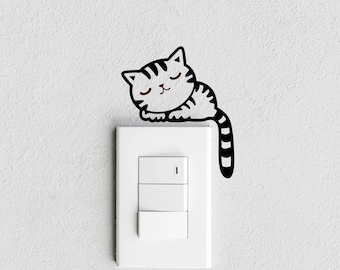 Cat Light Switch Decal -  Sleeping Cat Lightswitch Decal - Cat Decor - Cat Decal - Cat Decal for Wall - Kitty Decor - Kitty Decal