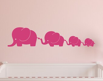 Elephant Nursery Wall Decor/Elephant Family with 4 Elephants/Elephant Wall Decals/Elephant Nursery Decals/Elephant Nursery Wall Decals