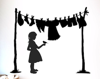Laundry Room Decal / Laundry Clothesline Decal / Laundry Room Wall Decal / Laundry Room Decor / Laundry Stickers / Laundry Decal