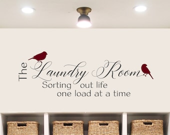 Sorting Out Life One Load at a Time Decal, Cute Birds Laundry Decal, Decals for Laundry Room, Laundry Wall Decal with Birds, Free Shipping