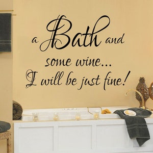Bathroom Wall Decal for Wine Lovers, Spa Bathroom Wall Decor, Bathtub Wall Art, Bathroom Wine Quotes, Bathroom Wall Decorations