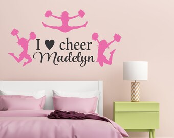 Cheerleading, Cheer Wall Decal, I Love Cheer Personalized Cheerleader Wall Decal, Cheerleading Wall Decal, Cheer Wall Decor