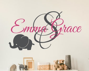 Elephant Nursery Decal, Elephant Name Wall Decal, Elephant Nursery Wall Decal, Elephant Name Sticker, Elephant Nursery Decor, Nursery Name