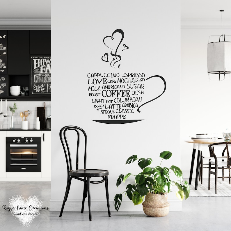 Coffee Cup Decal Bar Word Art India - Coffee Bar Wall Decals Coffee Cup Decal Bar Word Art India - Coffee Bar Wall Decals