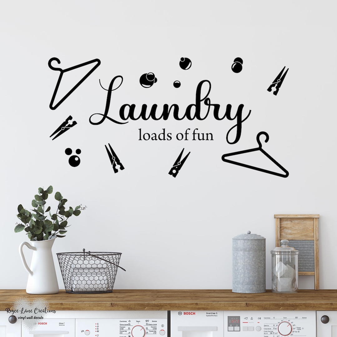 Laundry Loads of Fun Decal With Clothespins, Clothes Hangers and ...