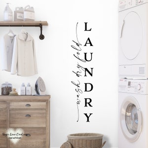 Laundry Decal Vertical, Laundry Decal for Wall, Laundry Decal for Door, Laundry Decal Vinyl, Wash Dry Fold, Farmhouse Laundry Room Decor image 1