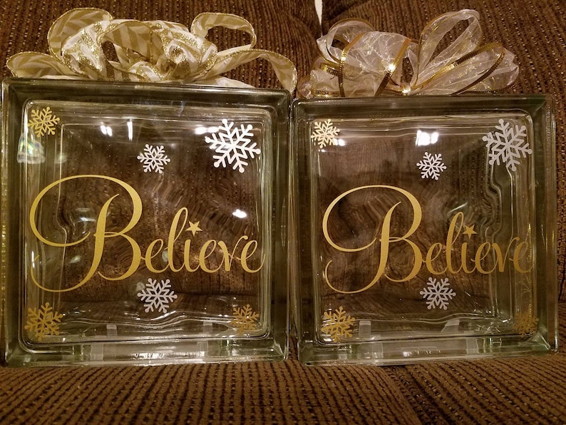 Believe Decal / Christmas Vinyl Decals for Glass Block / Glass Etsy
