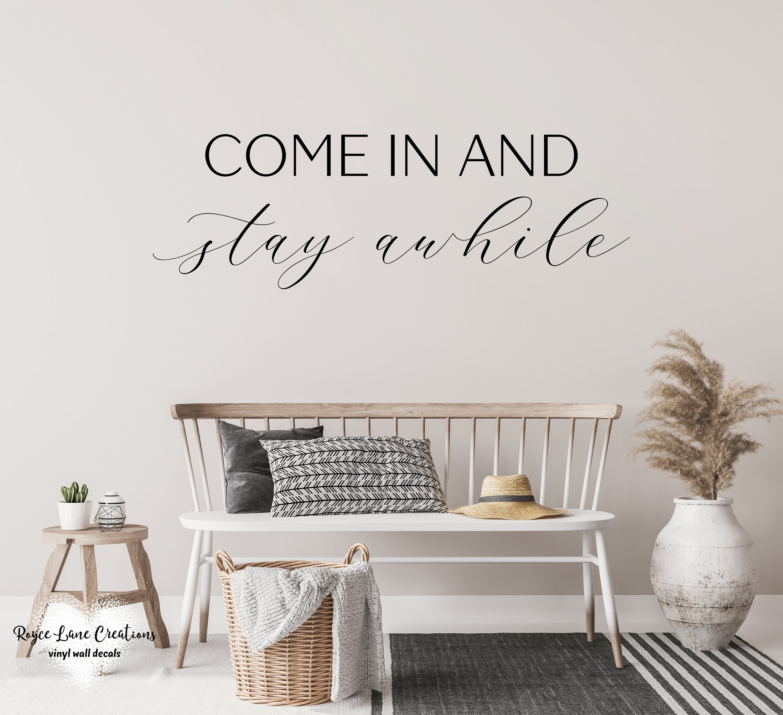 Come in and Stay Awhile Decal Stay Awhile Decal Entryway | Etsy