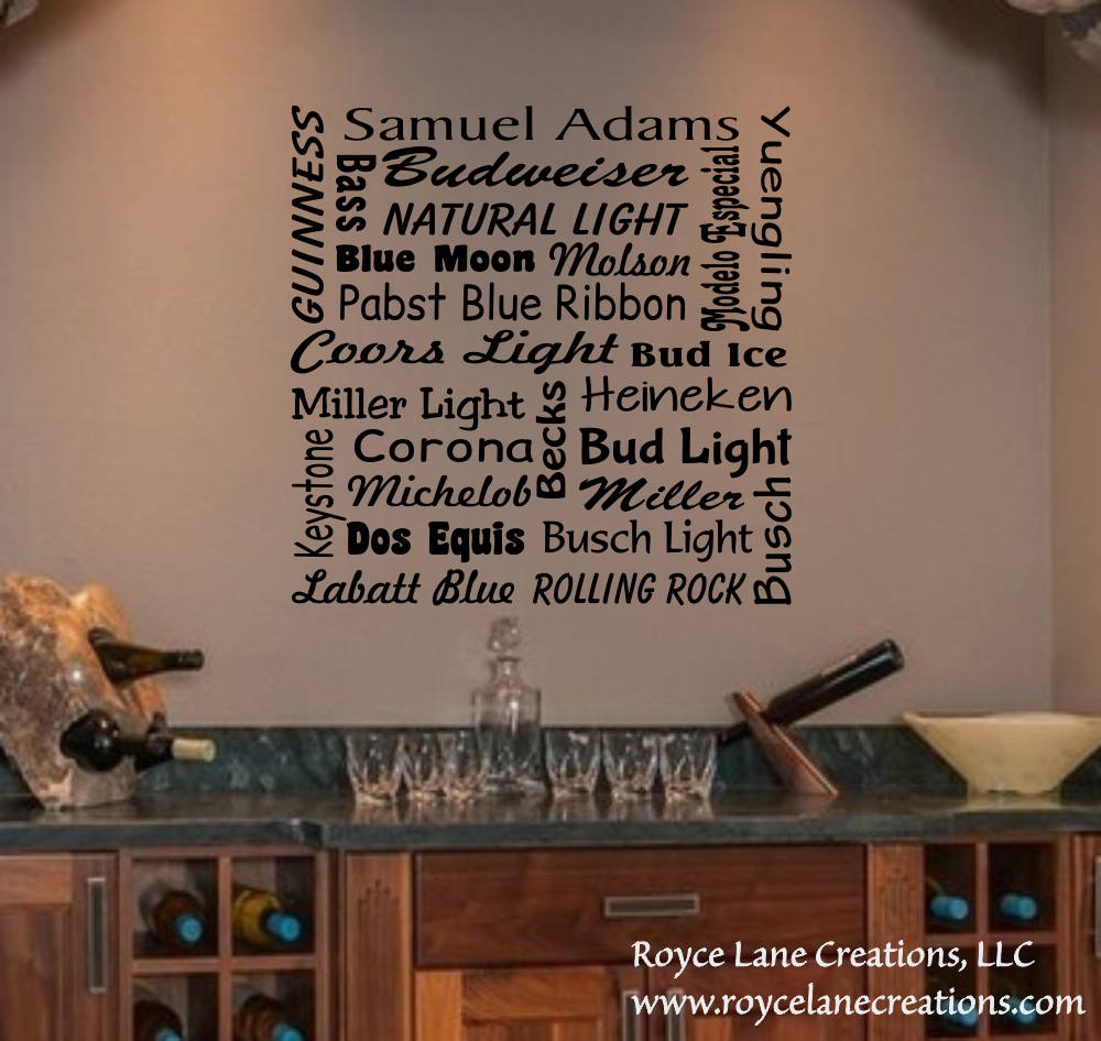 Beer Names Bar Wall Decal Beer Names Bar Decal Beer Wall Etsy