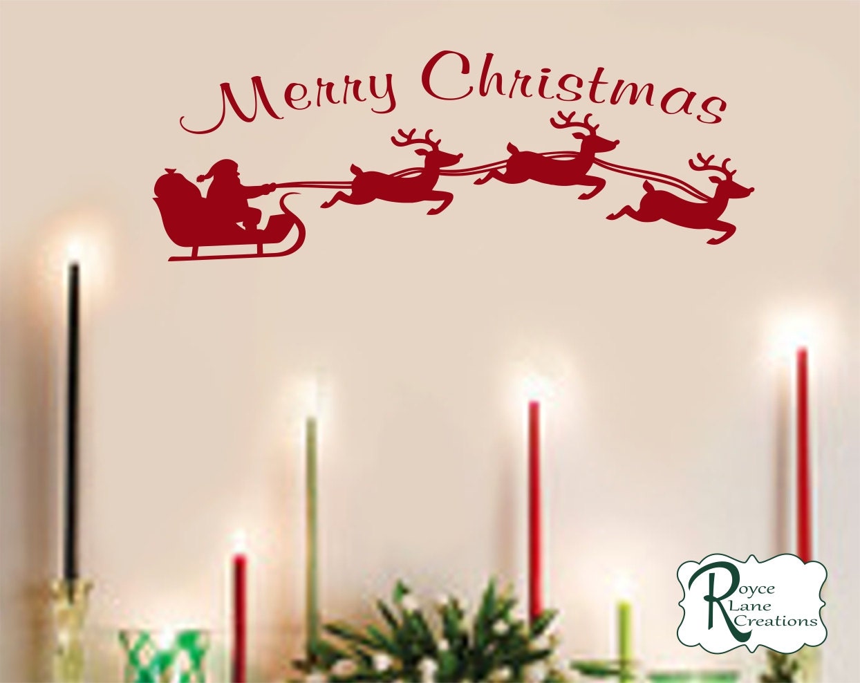 Christmas Decal with Santa's Sleigh Vinyl Wall Decal HS5 Etsy