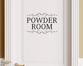 Powder Room Door Decal, Powder Room Decor, Vinyl Sticker for Bathroom Door, Bathroom Door Decal, Bathroom Door Decor, Door Decals