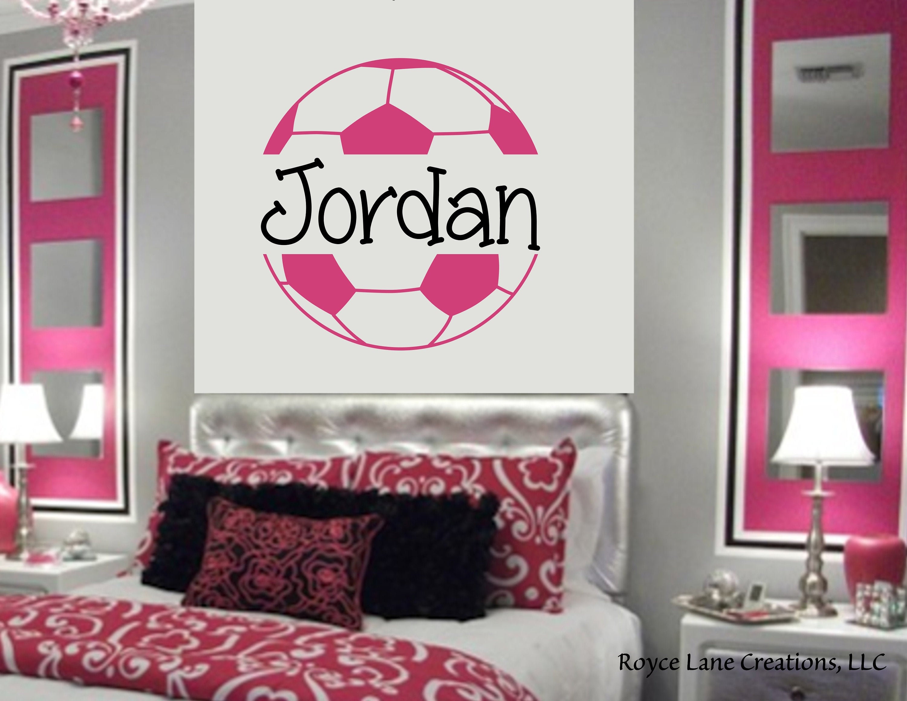 Soccer Ball Soccer Wall Decal for Girls Room Teen Girl Bedroom | Etsy