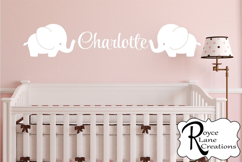 Nursery Name Decal Elephant Wall Decal Elephant Decal with Etsy