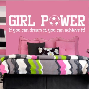 Girl Soccer Wall Sticker, Girl Power Wall Art, GRL PWR, Girl Soccer Decal, Girl Power, soccer wall decal, soccer gifts for girls image 1